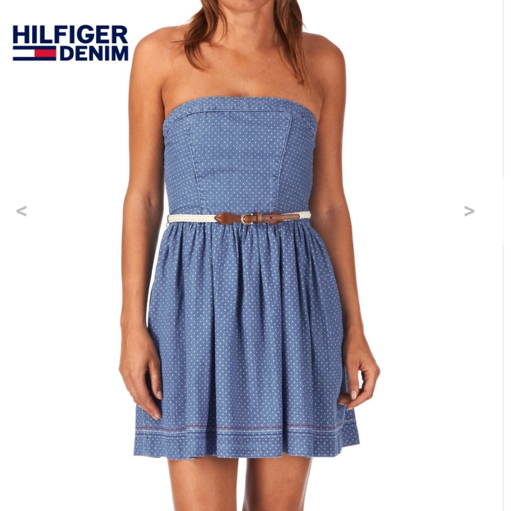HILFIGER DENIM FAYNA STRAPLESS POLKADOT DRESS